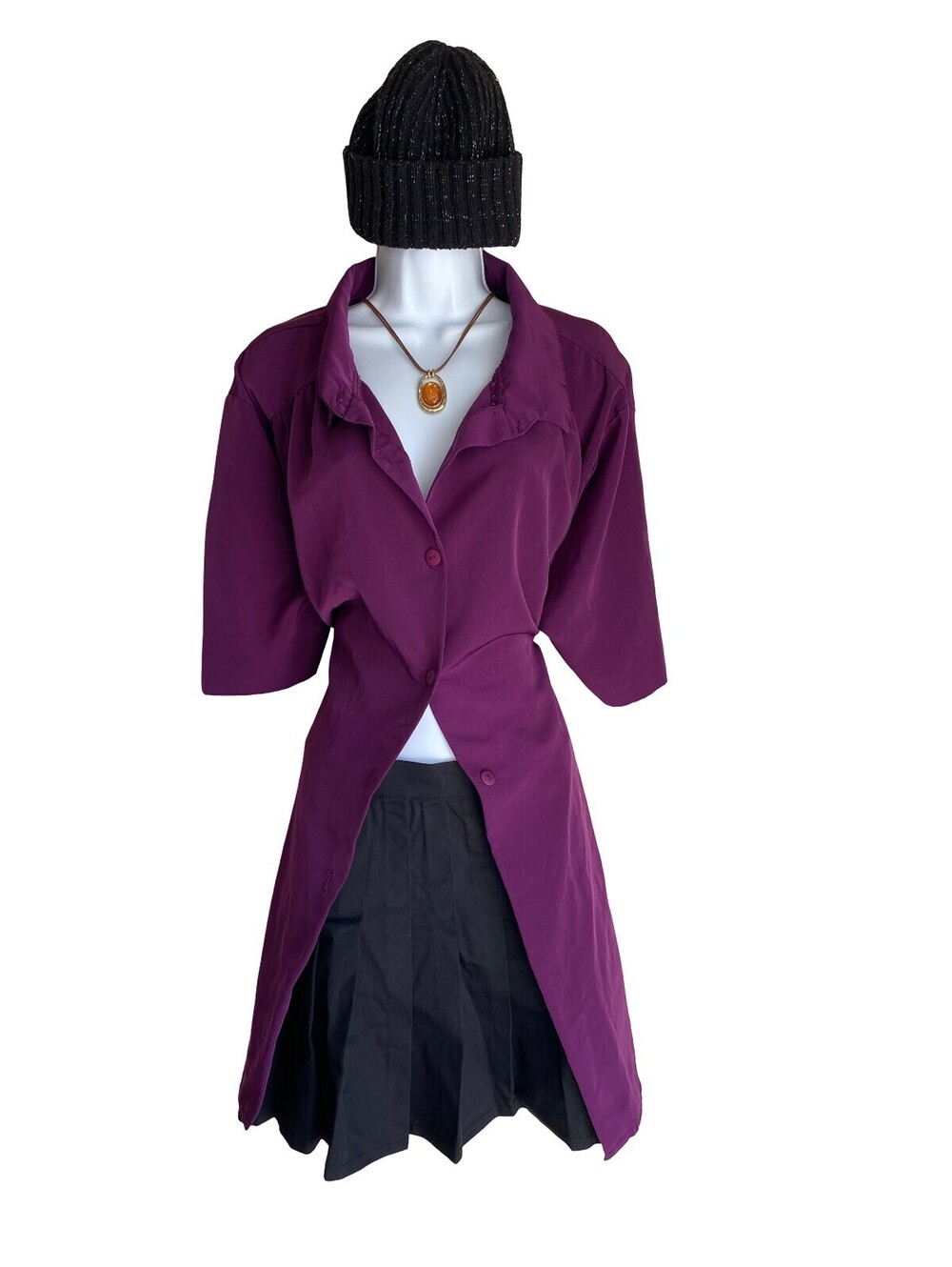 VTG Personal Touch Plus 7X Purple Button Up Draped Tunic Dainty Whimsigoth USA